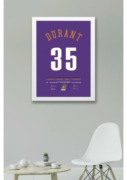 Kevin Durant Forma Çerçeveli Tablo - Nba Phoenix Suns Jersey fiyatları