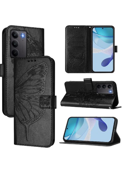 Realme C75 4g Flip Kapak Için Kılıf Manyetik Kabartma Kelebek Prim (Yurt Dışından)