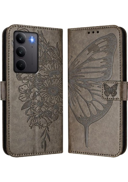 Realme C75 4g Flip Kapak Için Kılıf Manyetik Kabartma Kelebek Prim (Yurt Dışından)