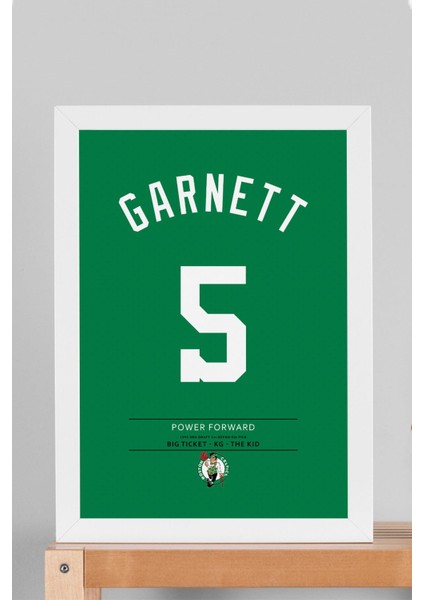 Kevin Garnett Forma Çerçeveli Tablo - Nba Boston Celtics Jersey