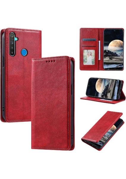 Realme C3 Ince Cüzdan Manyetik Kart Yuvaları Tutucu Koruyucu Için Flip Case (Yurt Dışından)
