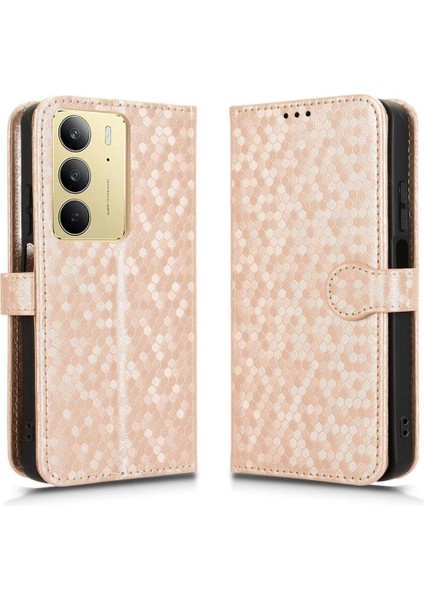 Realme C75 4g Deri Cüzdan Kapak Için Kılıf Geometrik Desen Manyetik (Yurt Dışından)