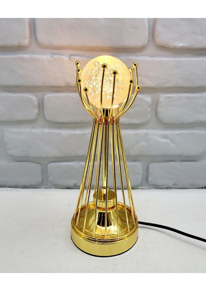 Gold Kaplama Sude Model Metal Ayaklı LED Işıklı Baloncuklu Kristal Taşlı Abajur Masa Lambası Modeli modelleri