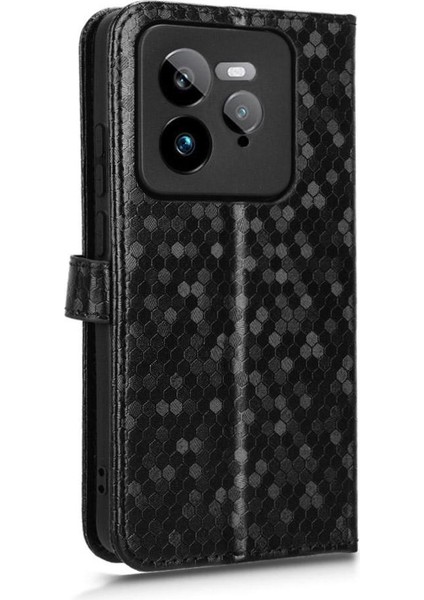 Realme Gt7 Için Kılıf Pro 5g Deri Cüzdan Kapak Manyetik Toka Geometrik (Yurt Dışından)
