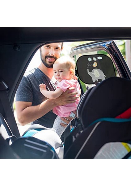 Uv Korumalı Bebek Araba Güneşliği, Sevimli Hayvan Motifli Çocuklar Için Araba Pencere Güneşliği, 44 x 36 Cm, 2'li Set (Yurt Dışından) indirimleri