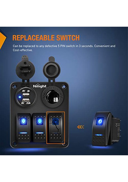 5-Pin Spst Salıncak Anahtarı, 20A/12V 10A/24V Geçiş Anahtarı, Yat Anahtarı 5p Kamyonlar, Tekneler, Arabalar ve Motosikletler Için, 6 Adet (Yurt Dışından)