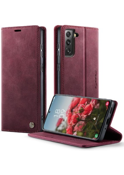 Galaxy S21 Plus Darbeye Dayanıklı Kickstand Için Retro Deri Cüzdan Kılıf (Yurt Dışından)