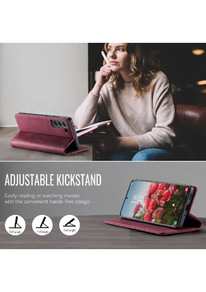 Galaxy S21 Plus Darbeye Dayanıklı Kickstand Için Retro Deri Cüzdan Kılıf (Yurt Dışından) modelleri