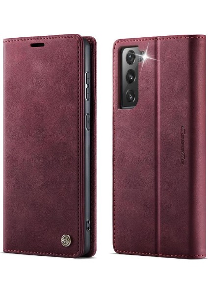Galaxy S21 Plus Darbeye Dayanıklı Kickstand Için Retro Deri Cüzdan Kılıf (Yurt Dışından) fırsatları