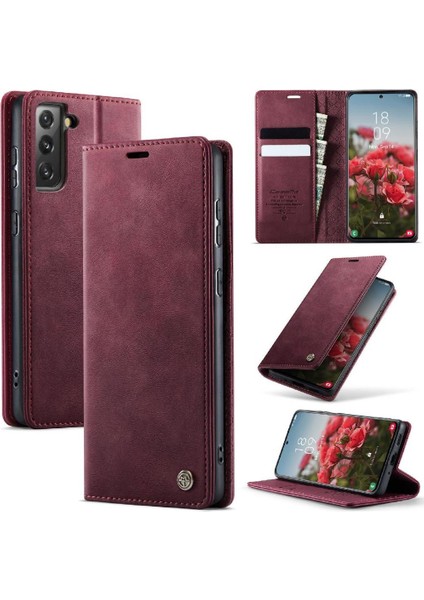 Galaxy S21 Plus Darbeye Dayanıklı Kickstand Için Retro Deri Cüzdan Kılıf (Yurt Dışından) indirimleri