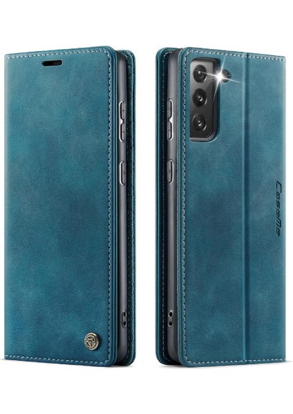 Galaxy S21 Plus Darbeye Dayanıklı Kickstand Için Retro Deri Cüzdan Kılıf (Yurt Dışından)