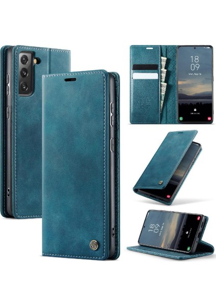 Galaxy S21 Plus Darbeye Dayanıklı Kickstand Için Retro Deri Cüzdan Kılıf (Yurt Dışından) modelleri