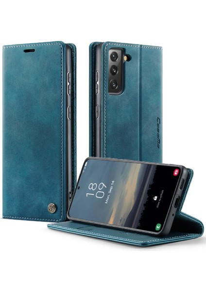 Galaxy S21 Plus Darbeye Dayanıklı Kickstand Için Retro Deri Cüzdan Kılıf (Yurt Dışından) fırsatları