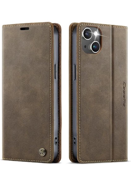 IPhone 14 Plus Rfıd Engelleme Için Retro Deri Cüzdan Kılıf Ayarlanabilir (Yurt Dışından)