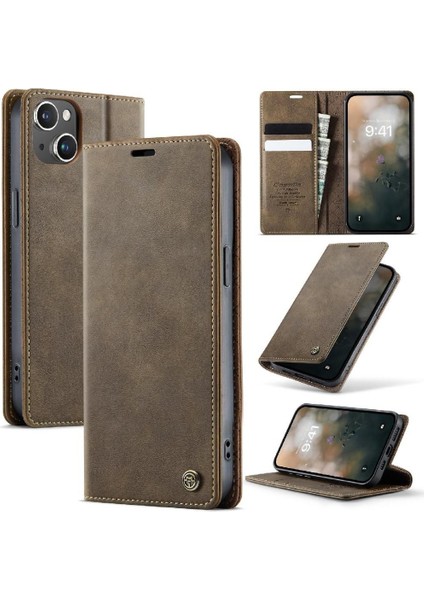Retro Deri Cüzdan Kılıf IPhone 15 Artı Ayarlanabilir Kickstand Rfıd (Yurt Dışından) indirimleri