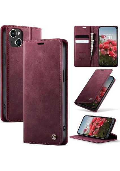 Retro Deri Cüzdan Kılıf IPhone 15 Artı Ayarlanabilir Kickstand Rfıd (Yurt Dışından)