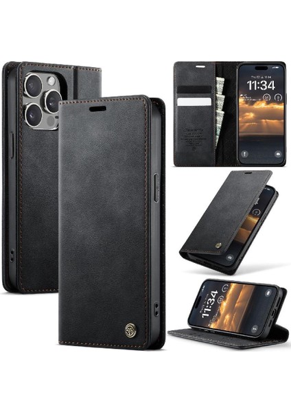 IPhone 13 Pro Ayarlanabilir Kickstand Rfıd Için Retro Deri Cüzdan Kılıf (Yurt Dışından) modelleri