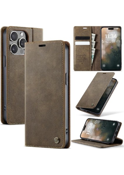 IPhone 15 Pro Ayarlanabilir Kickstand Rfıd Için Retro Deri Cüzdan Kılıf (Yurt Dışından)
