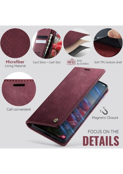 IPhone 15 Pro Ayarlanabilir Kickstand Rfıd Için Retro Deri Cüzdan Kılıf (Yurt Dışından) fiyatları