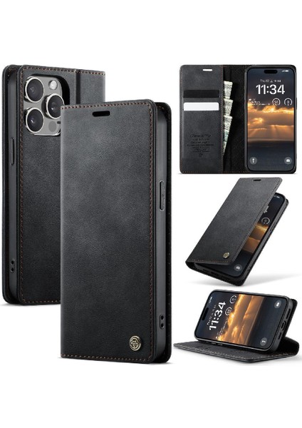 IPhone 15 Pro Ayarlanabilir Kickstand Rfıd Için Retro Deri Cüzdan Kılıf (Yurt Dışından)