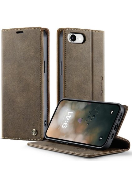IPhone 16E Darbeye Dayanıklı Koruma Rfıd Için Retro Deri Cüzdan Kılıf (Yurt Dışından)