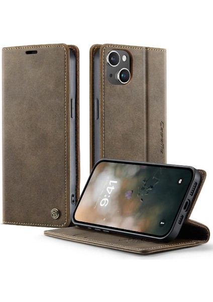 IPhone 13 Darbeye Dayanıklı Koruma Için Retro Deri Cüzdan Kılıf Ayarlanabilir (Yurt Dışından)