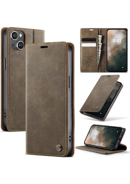 Retro Deri Cüzdan Kılıf IPhone 13 Mini Darbeye Koruma Rfıd (Yurt Dışından)