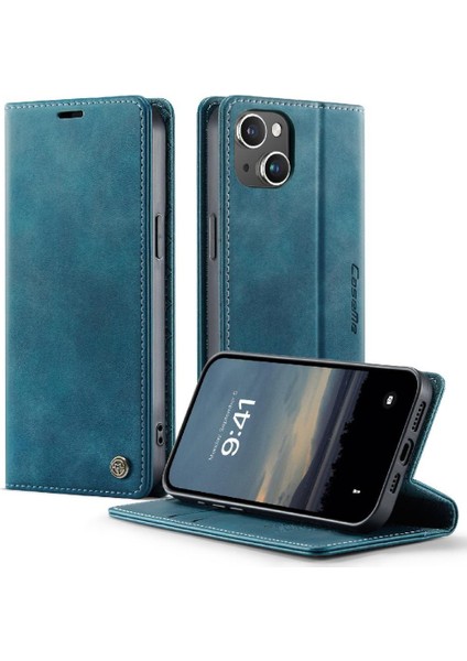 Retro Deri Cüzdan Kılıf IPhone 13 Mini Darbeye Koruma Rfıd (Yurt Dışından)