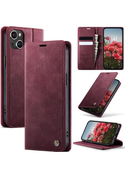 IPhone 14 Rfıd Engelleme Ayarlanabilir Kickstand Için Retro Deri Cüzdan Kılıf (Yurt Dışından)