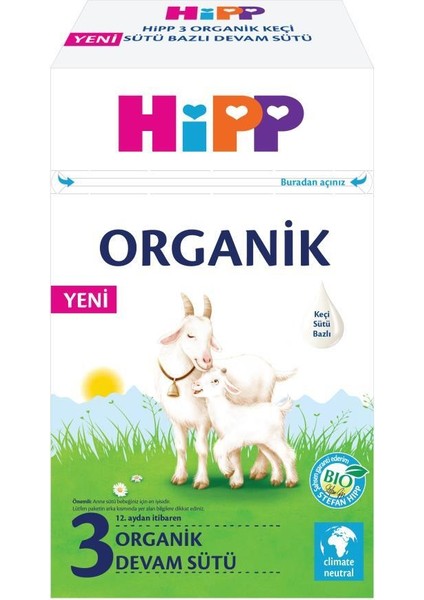 Hipp 3 Organik Keçisütü Bazlı Bebek Devam Sütü 400 gr