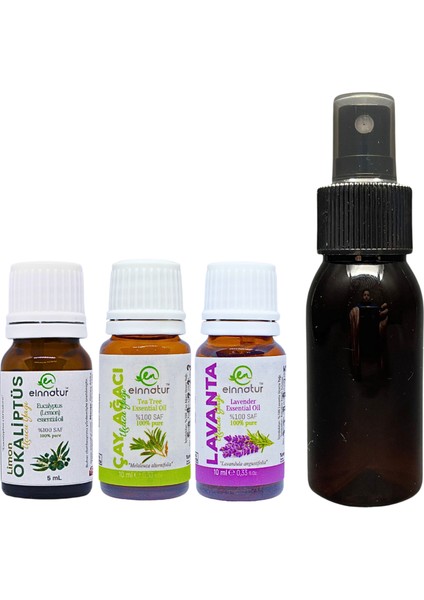 Okaliptüs Limon 5 Ml, Çay Ağacı 10 Ml, Lavanta Uçucu Yağı 10 Ml, Spreyli Şişe, E Citriodora indirimleri