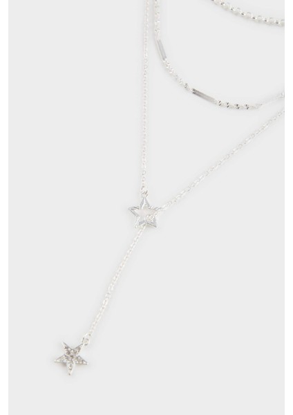 Kadın Yıldızlı Silver Kolye F5960AXNS