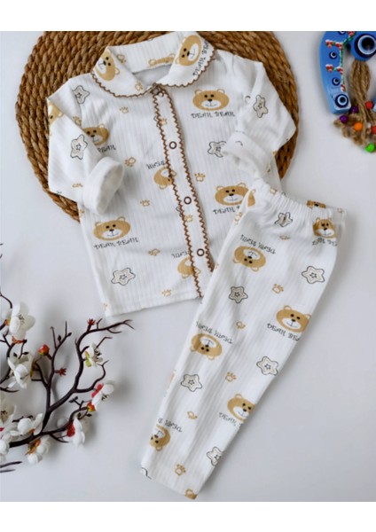 Sevimli Ayıcık ve Yıldız Baskılı Unisex 2'li Takım