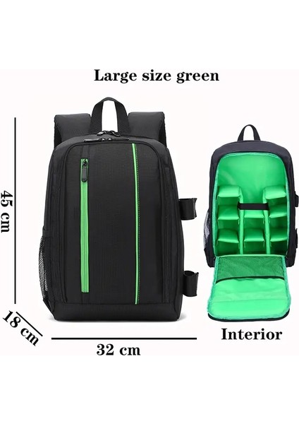 Jinnuolang Erkek ve Kadın Dış Mekan Kamera Çantası Su Geçirmez Fonksiyonel Nefes Alabilir Dslr Sırt Çantası Kamera Video Çantası Tüm Hava Hava Sıcak Satış Renk: Büyük Boyut Yeşil (Yurt Dışından)