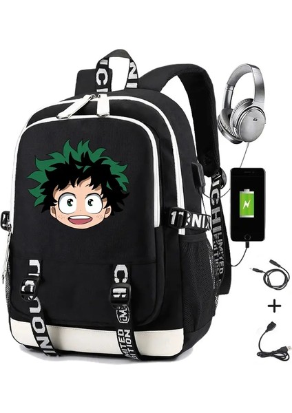 Çocuklar Için Anime Sırt Çantası Baskısı Akademisi Genç Öğrenci Okul Çantası Kızlar Kızlar Nedensel Fonksiyonlu Su Geçirmez Sırt Paketi Renk: Siyah 05 (Yurt Dışından)