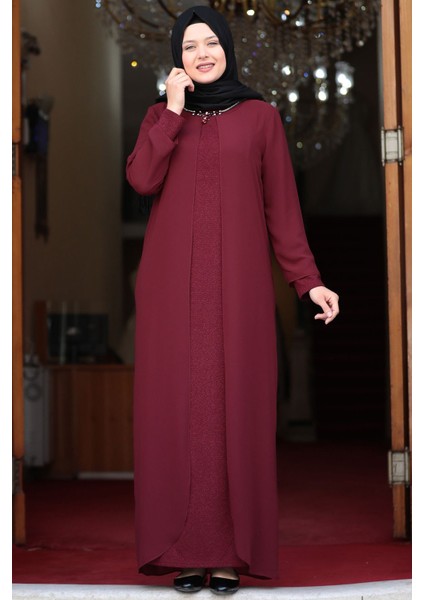 Parıltı Abiye Bordo