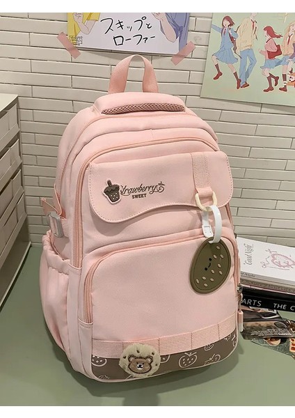 Yeni Stil Ilköğretim Okulu Öğrenci Sırt Çantaları. Kızlar Için Çift Darbeli Sırt Çantaları. Suya Dalıdırlar. Bulut Temalı Sticolor: Pembe/boyut: 15 Inç (Yurt Dışından)