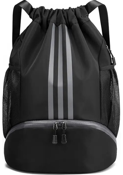 Su Geçirmez Drawstring Sırt Çantası, Katlanabilir Açık Hava Sırt Çantası Spor Salonu Fitness Çantası Spor Basketbol Sırt Çantası Seyahat Açık Su Durumu Renk: Siyah/boyut: Büyük Boy (Yurt Dışından)