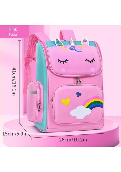 Yeni Çocuk Ilköğretim Okulu Öğrencileri Schoolbag 6-12 Yaşında Erkek ve Kız Omuzlar Sırt Çantası 1-6 Sınıflar Unicorn Sevimli Wat Renk: Pembe Büyük (Yurt Dışından)