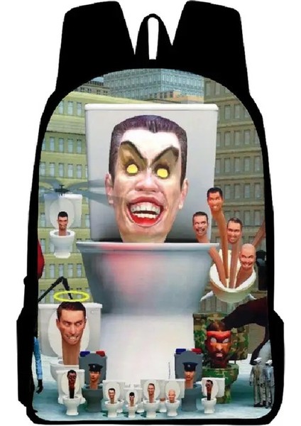 Skibidi Tuvalet Su Geçirmez Omuz Çantası Öğrenci Anime Sırt Çantası Erkek ve Kız Okul Çantası Büyük Kapasiteli Çizgi Film Mochila Renk: BBB3-B1F (Yurt Dışından)