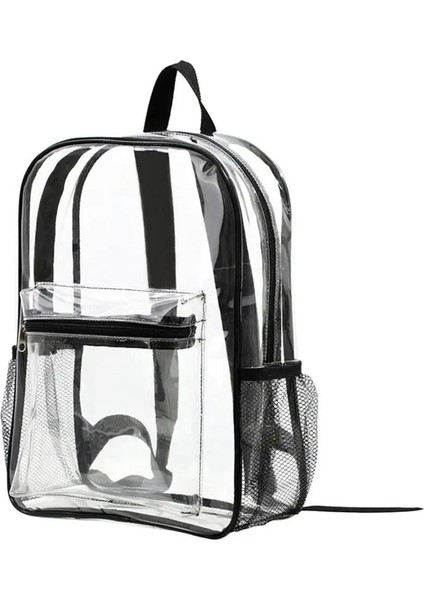 Küçük Şeffaf Sırt Çantası Şeffaf Pvc Sırt Çantası Yaz Su Geçirmez Plaj Cep Telefon Çantası Seyahat Okulu Depolama Backbags Renk: B-Black (Yurt Dışından)