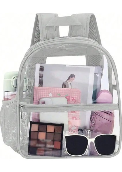 Küçük Temizlik Sırt Çantası Şeffaf Pvc Sırt Çantası Yaz Su Geçirmez Plaj Cep Telefon Çantası Seyahat Okulu Depolama Backbags Renk: Gri (Yurt Dışından)