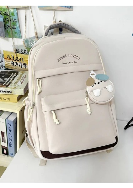 Modaya Sevimli Çift Omuzlu Sırt Çantası: Hafif, Su Geçirmez Ortaokul ve Lise Için Büyük Kapasiteli Okul Çantası ve Kolej Damızlığı Rengi: Beyaz/boyut: 15 Inç (Yurt Dışından)