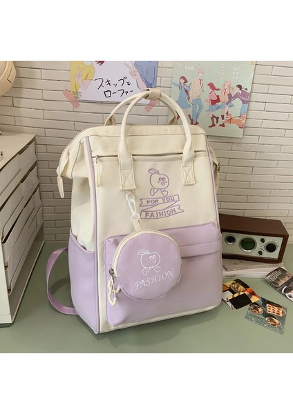 Schoolbag Kadın Kolej Öğrencisi Japon Kolej Tarzı Sırt Çantası Sırt Çantası Erkek Ortaokul Büyük Kapasiteli Bilgisayar Çantası Renk: Mor (Yurt Dışından)