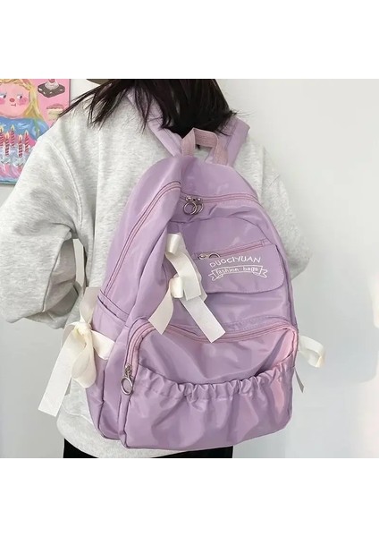 Moda Sırt Çantası Tuval Kadınlar Sırt Çantası Hırsızlığı Önleyici Omuz Çantaları Genç Kızlar Için Yeni Okul Çantası Okulu Backapck Kadın Renk: Mor (Yurt Dışından)