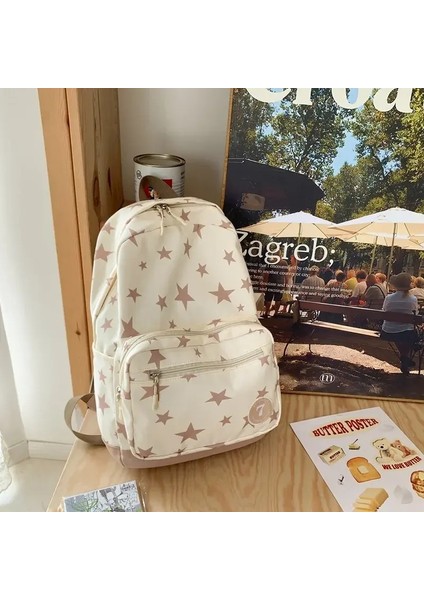 Kadınlar Için Yıldız Backpack Erkekler 17 Inç Yıldız Dizüstü Bilgisayar Backpack College Çantası Sevimli Seyahat Sırt Çantası Öğrencisi Okula Geri Günlük Kitap Çantası Rengi: Bej (Yurt Dışından)