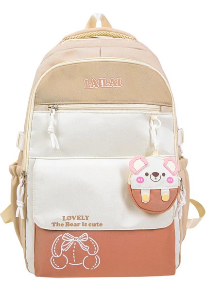 Okul Çantası, Hafif ve Büyük Kapasiteli Bir Sırt Çantası, Ortaokul Kızları Için Tasarlanmış, Basınç ve Profesyonel Renkleri Hafifletmeyi Amaçlayan: Kahverengi/boyut: 15 Inç (Yurt Dışından)