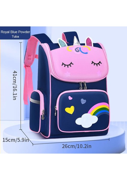 Yeni Çocuk Ilköğretim Okulu Öğrencileri Schoolbag 6-12 Yaşında Erkek ve Kız Omuzları Sırt Çantası 1-6 Sınıflar Unicorn Sevimli Watcolor: Mor Büyük (Yurt Dışından)