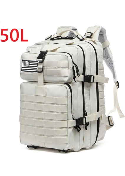 30L/50L 1000D Naylon Su Geçirmez Trekking Balıkçı Av Çantası Sırt Çantası Açık Sırp Çekişleri Taktik Spor Kampı Yürüyüş Renk: Beyaz (50L) (Yurt Dışından)