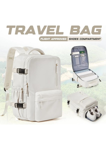 Su Geçirmez Seyahat Sırt Çantası Ayakkabı Bölmesi Ayarlanabilir Kayışlar, Dizüstü Bilgisayar Sırt Çantası Okul Çantası Erkek Kadınlar, Günlük Seyahat Bagcolor: Bej (Yurt Dışından)